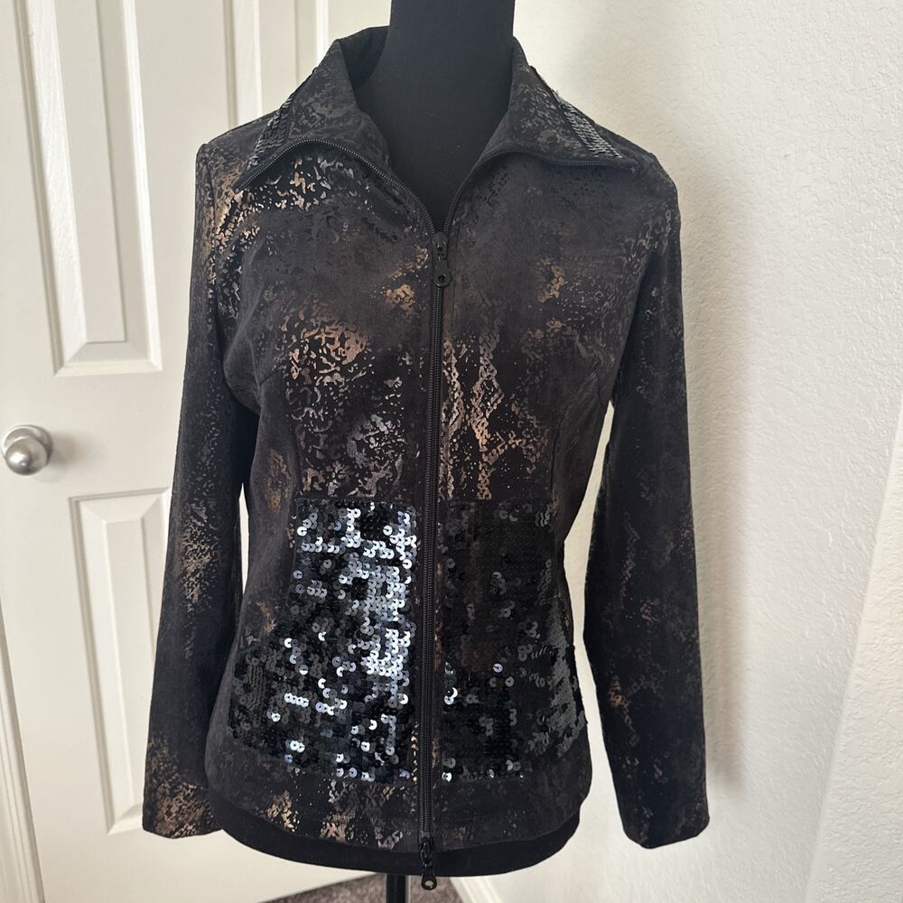 Berek black sequins Copper zip up jacket-Small Excellent